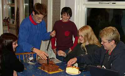 Becky, Rob, Neil, Ruth and Rebecca watch the carnage